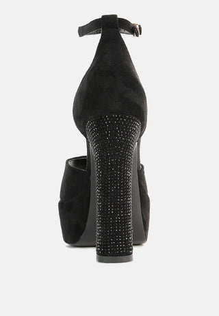 Beaty High Block Heeled Diamante Stud Sandals