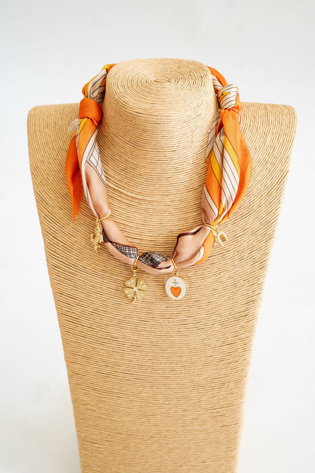 Bebe -  Horse Orange Charm - Scarf Necklace - Glamourous Grace