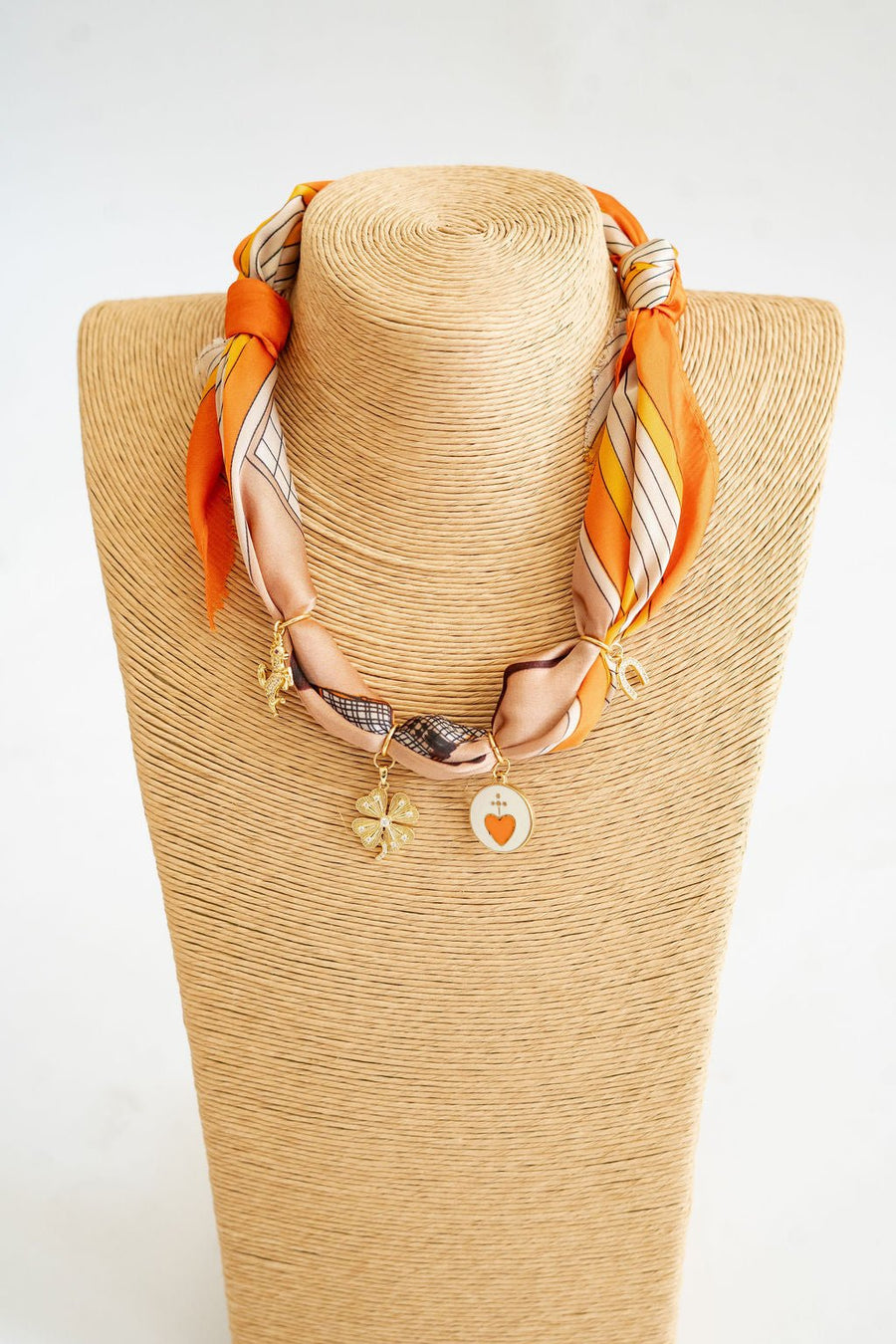 Bebe -  Horse Orange Charm - Scarf Necklace - Glamourous Grace