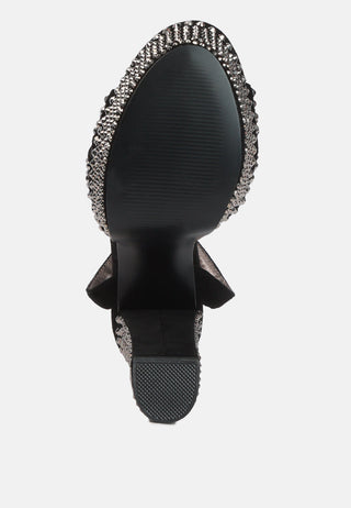 Bellini Heat-Set Diamante High Block Heel Sandals - Glamourous Grace