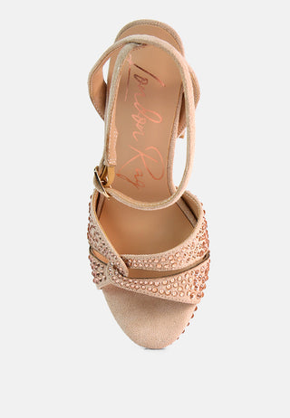 Bellini Heat-Set Diamante High Block Heel Sandals - Glamourous Grace