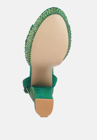 Bellini Heat-Set Diamante High Block Heel Sandals - Glamourous Grace