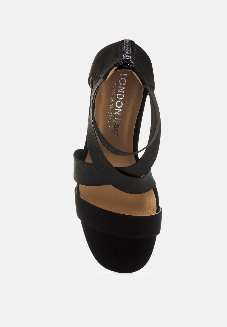 Benicia Elastic Strappy Block Heel Sandals - Glamourous Grace