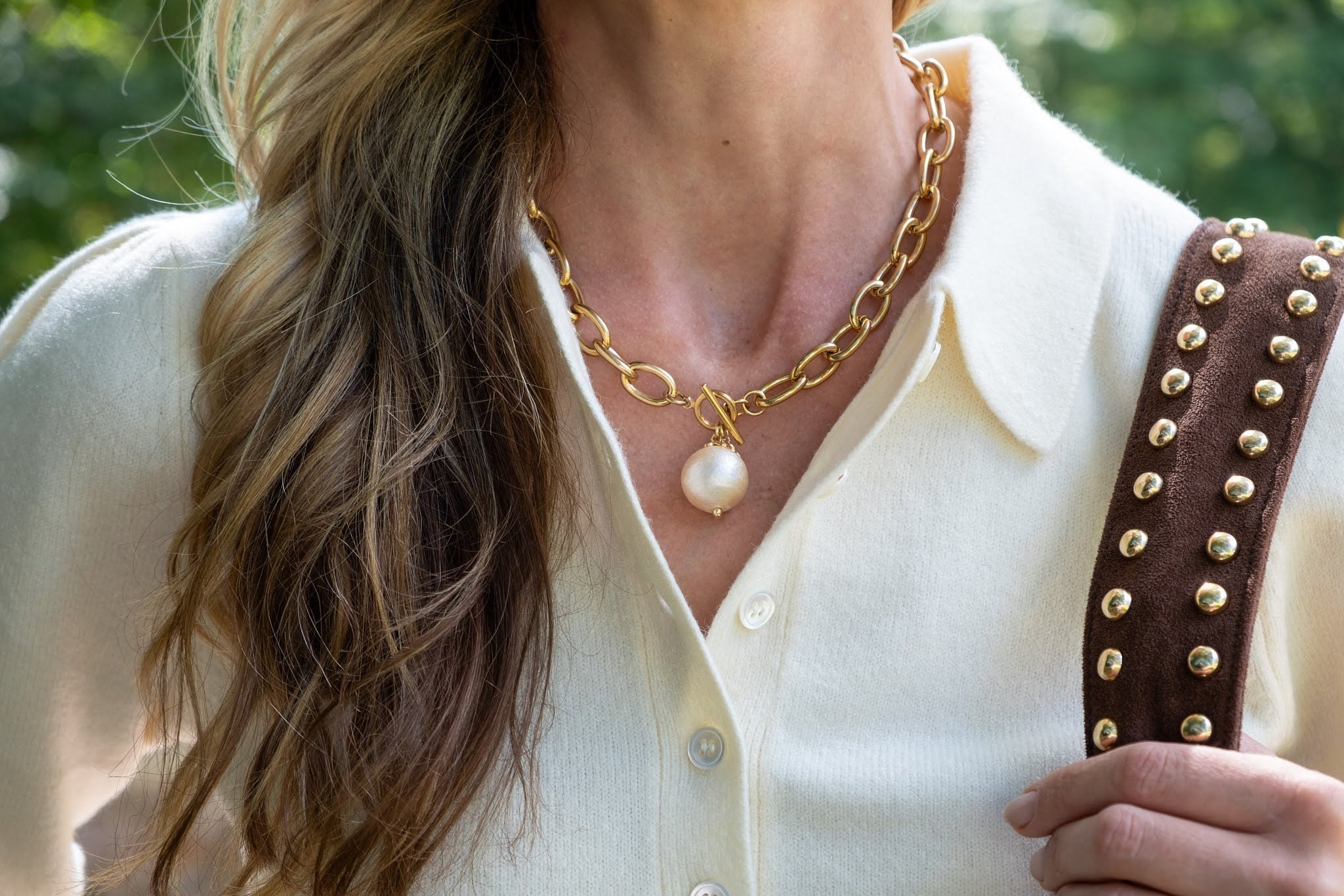 Betty Cotton Pearl Chain Necklace - Glamourous Grace