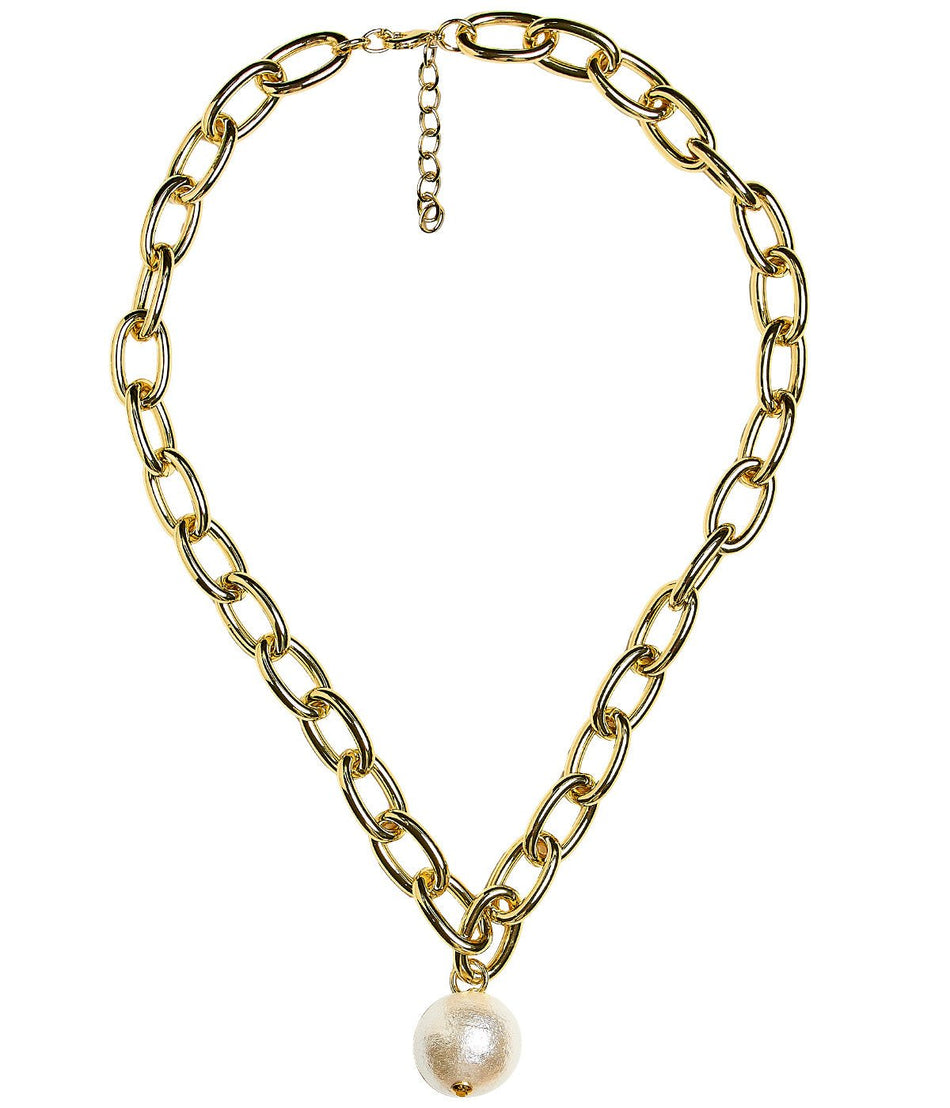Betty Cotton Pearl Chain Necklace - Glamourous Grace