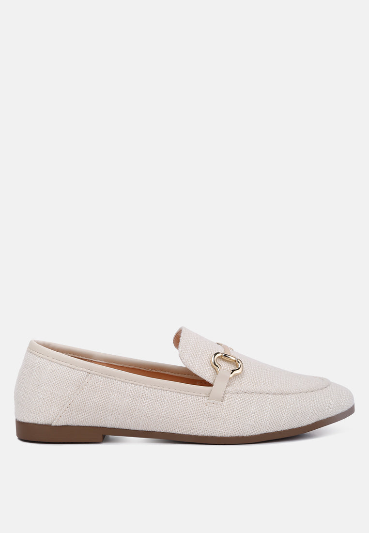 Bexley Horsebit Embellished Canvas Loafers - Glamourous Grace