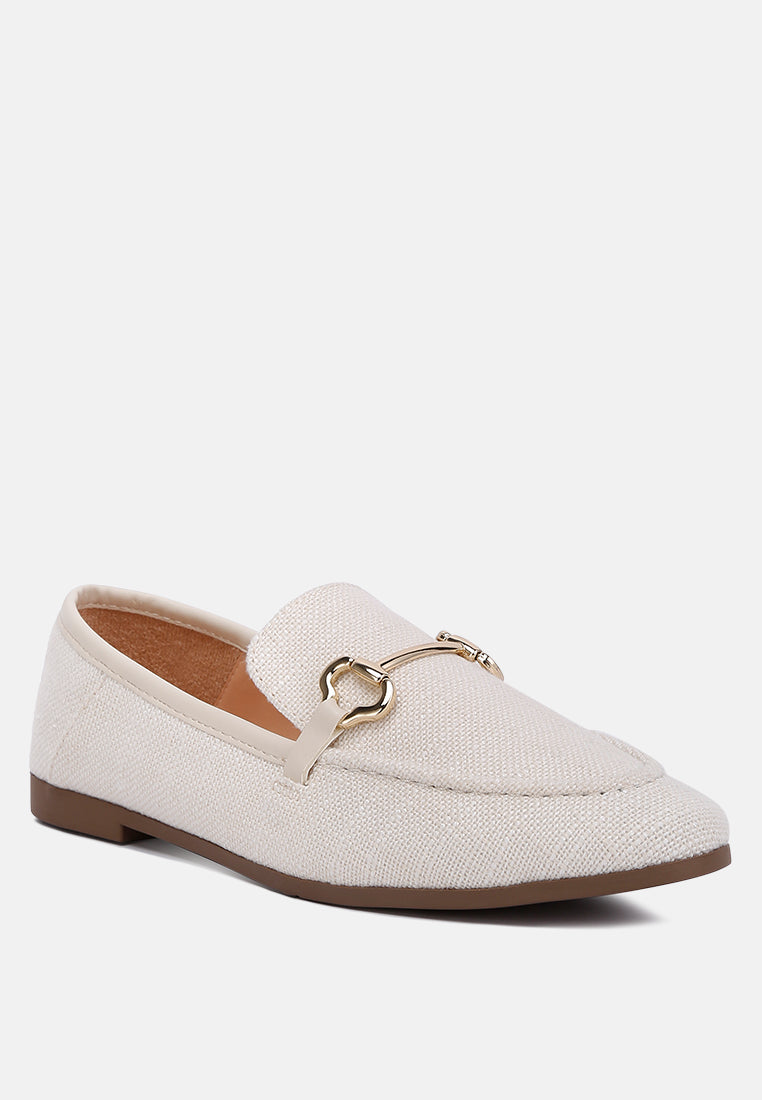 Bexley Horsebit Embellished Canvas Loafers - Glamourous Grace