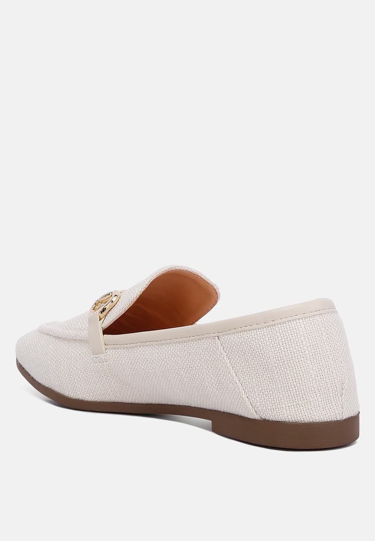 Bexley Horsebit Embellished Canvas Loafers - Glamourous Grace