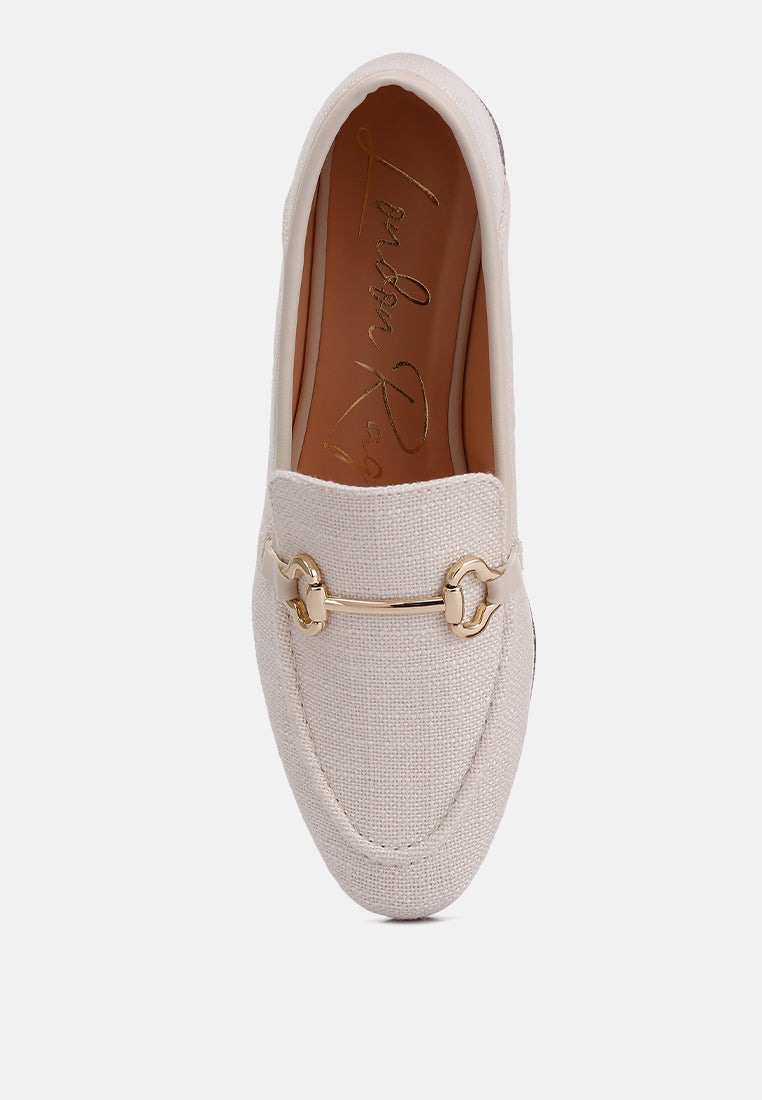 Bexley Horsebit Embellished Canvas Loafers - Glamourous Grace