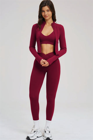 The Sizzle Zip Jacket Sports Bra Leggings 3-Piece Set