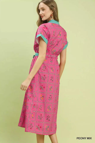 Umgee Mix Floral Button-Front Midi Dress - Glamourous Grace