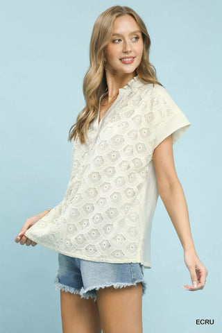 Umgee Lace Button-Front Top - Glamourous Grace
