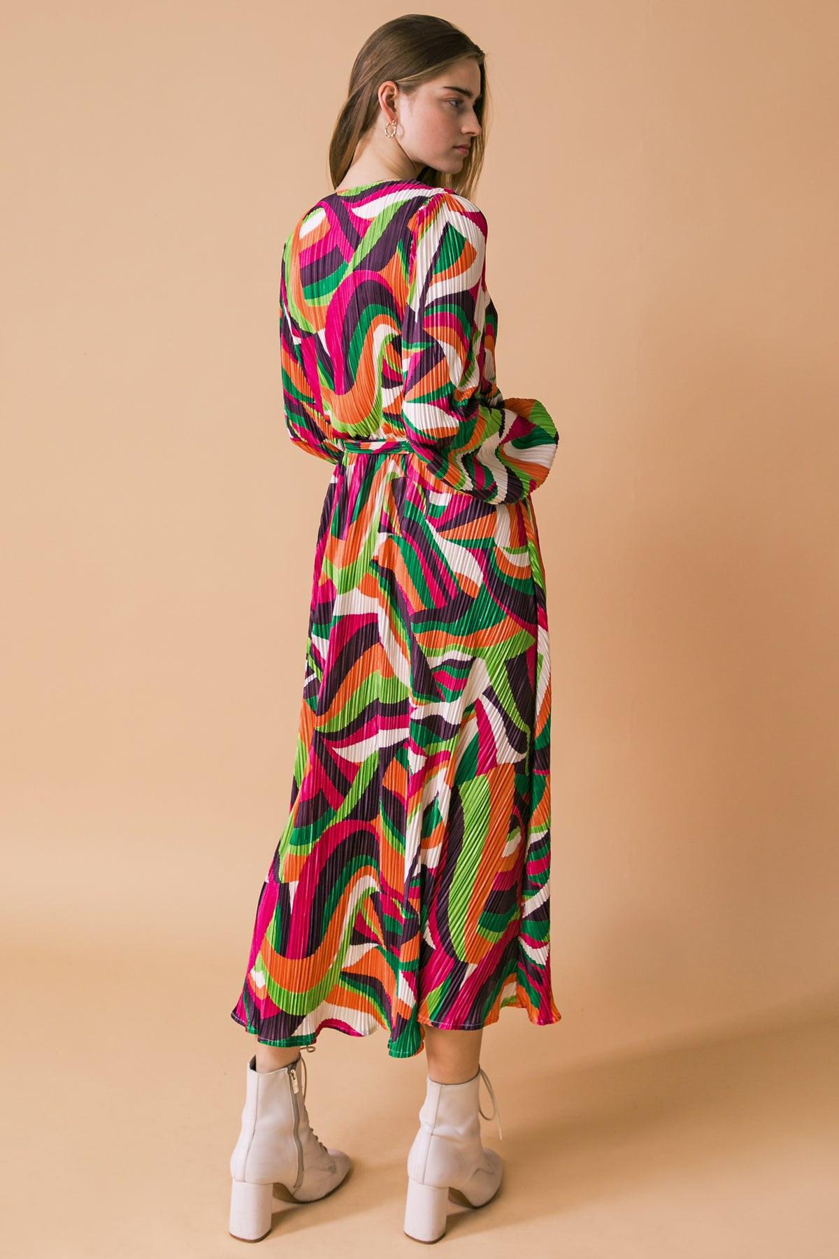 DESTINED TO IMPRESS PLISSE MIDI DRESS - Glamourous Grace