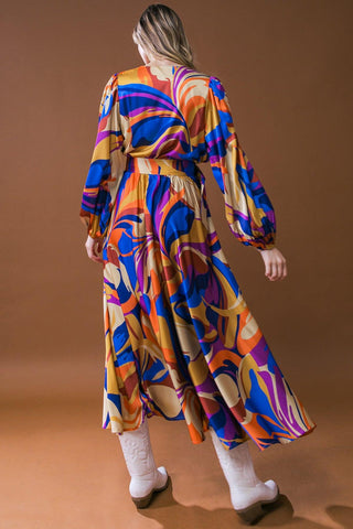 BOLD ADVENTURES WOVEN SATIN MIDI DRESS - Glamourous Grace