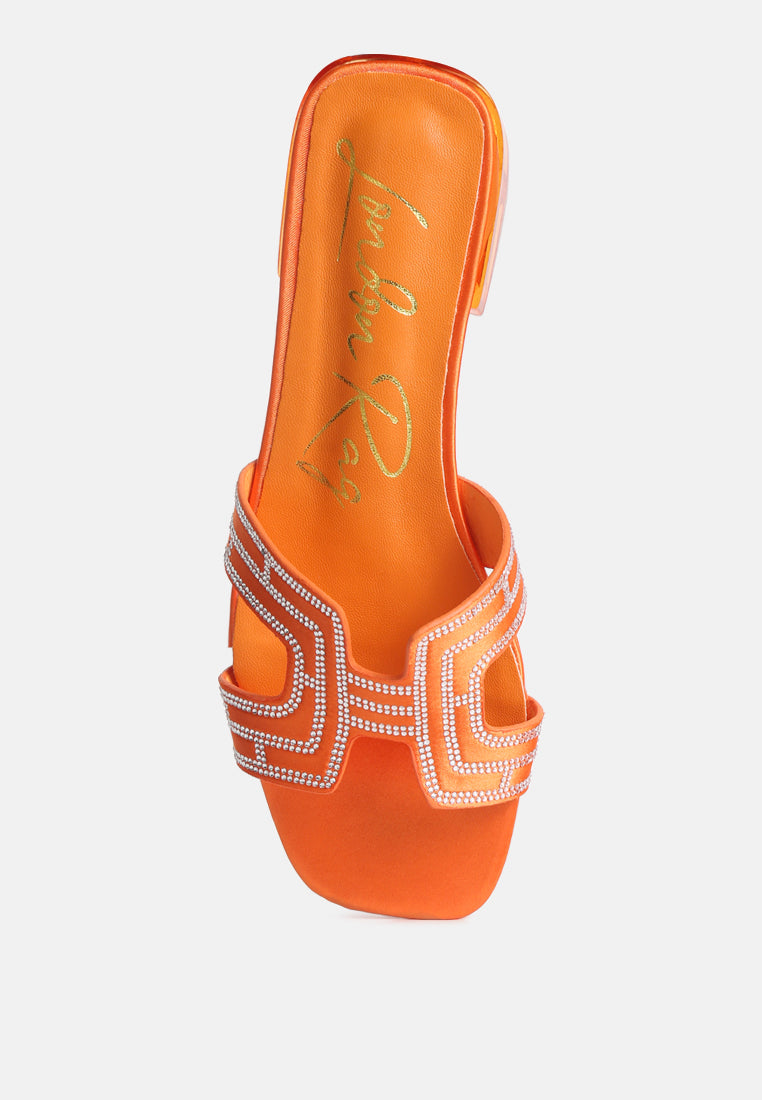 Big Money Low Stack Heel Embellished Sandals - Glamourous Grace
