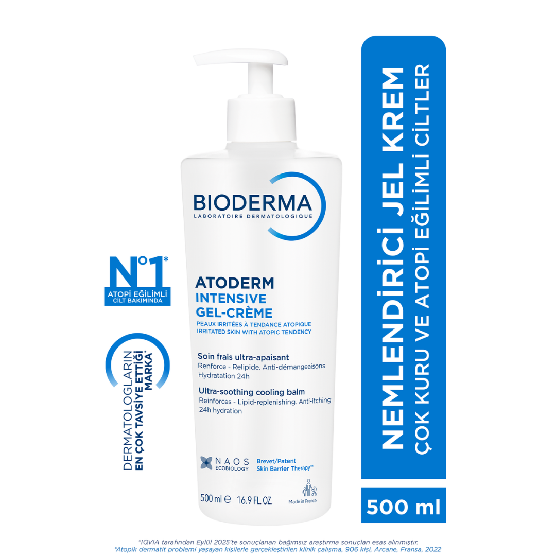 Bioderma Atoderm Intensive Gel Cream - Hypoallergenic Moisturizing Gel Cream for Dry Skin, Fragrance-Free, 16.91 fl oz - Glamourous Grace