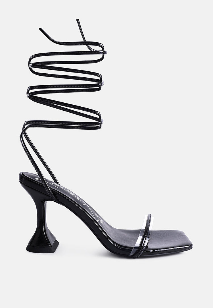 Biten Berry Spool Heel Lace Up Sandals - Glamourous Grace