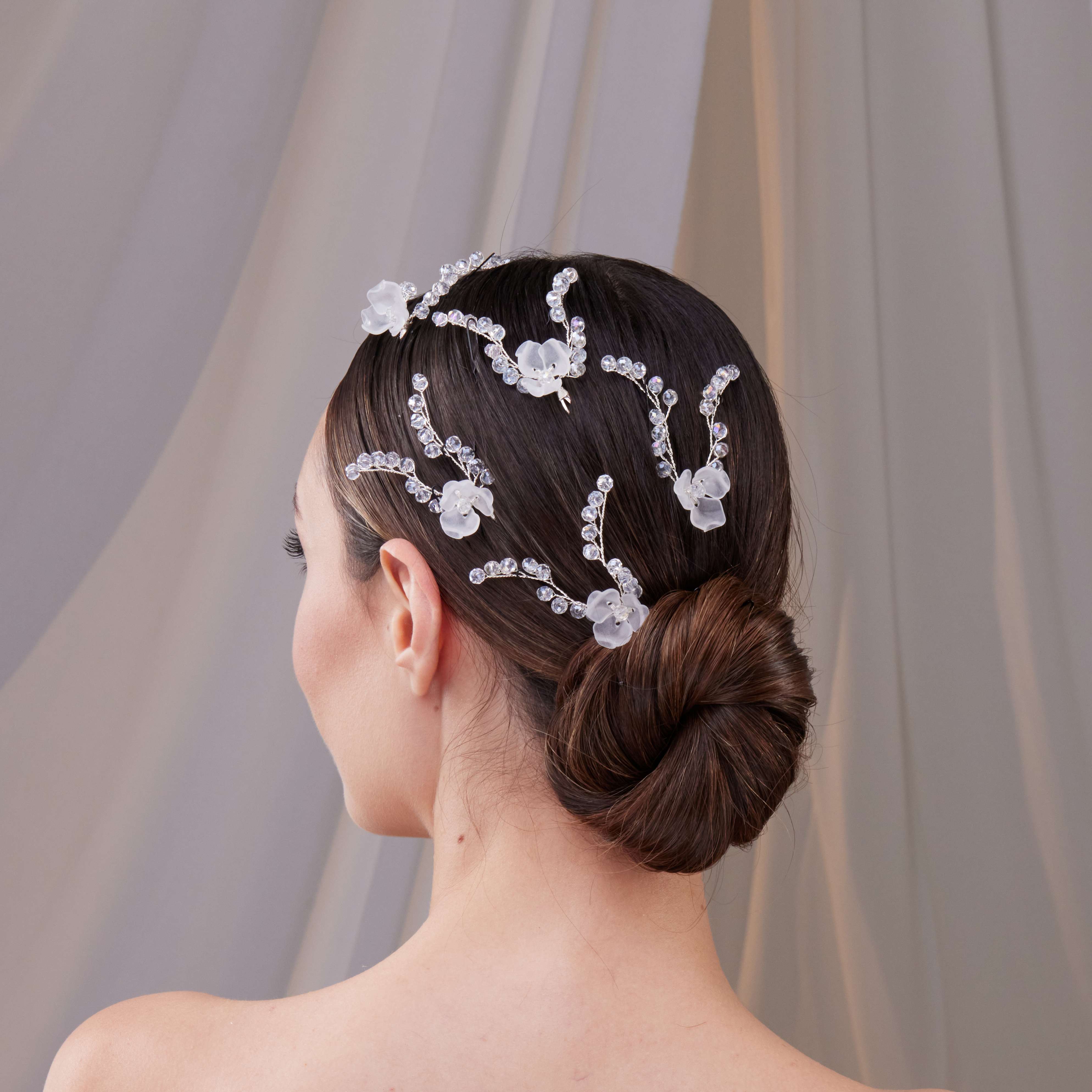 Set of Resin Flower Wedding Hair Pins - Glamourous Grace