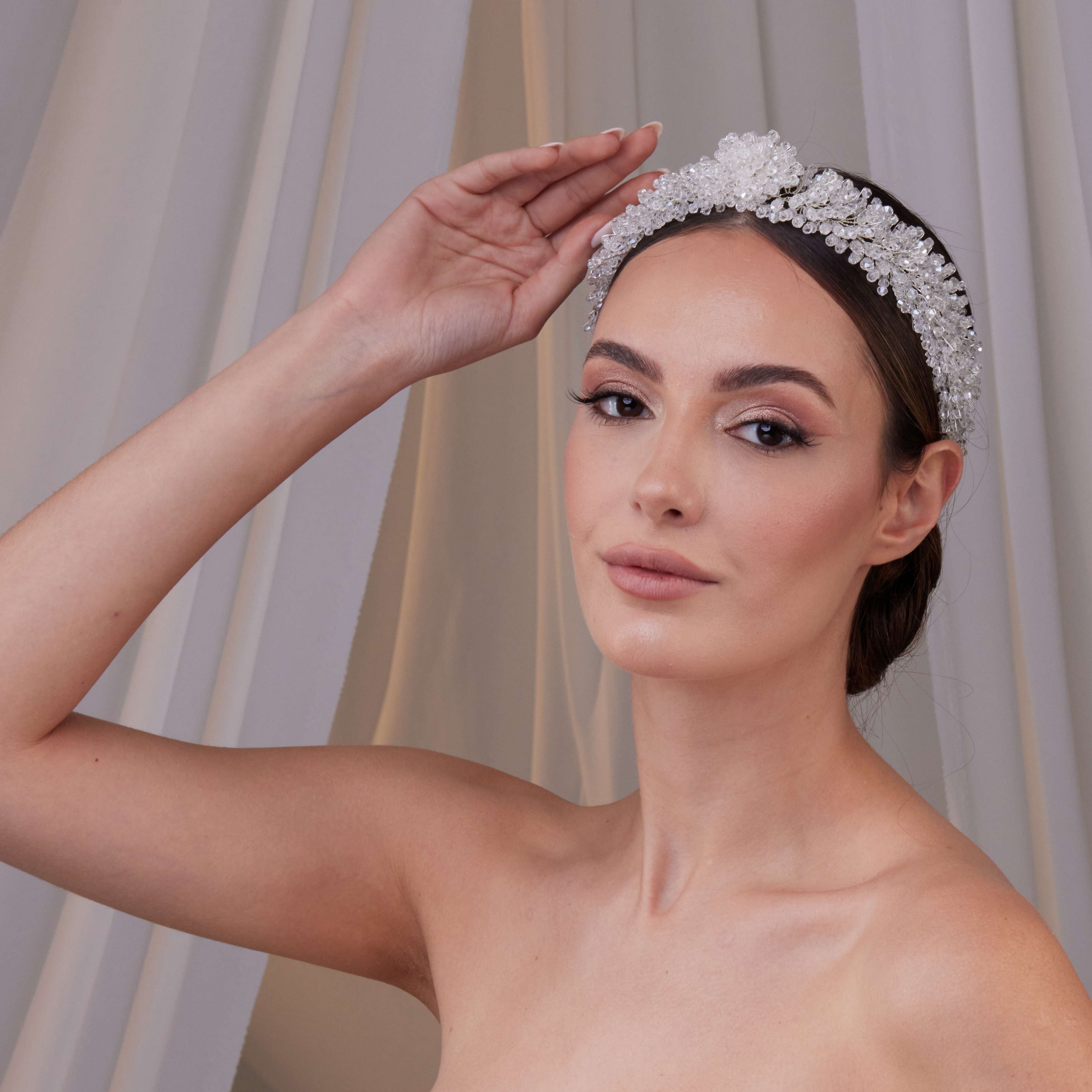 Crystal Beaded Bridal Hair Band - Glamourous Grace
