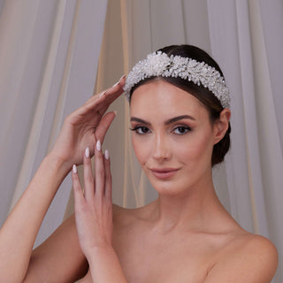 Crystal Beaded Bridal Hair Band - Glamourous Grace