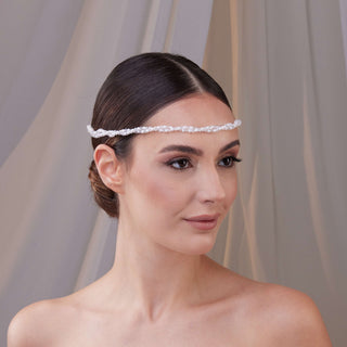 Pearl and Crystal Bridal Halo - Glamourous Grace