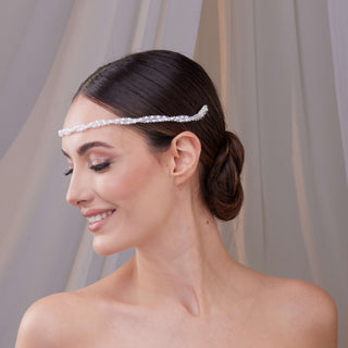 Pearl and Crystal Bridal Halo - Glamourous Grace