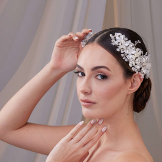 Two-Piece Flower Wedding Hair Vine Set - Glamourous Grace