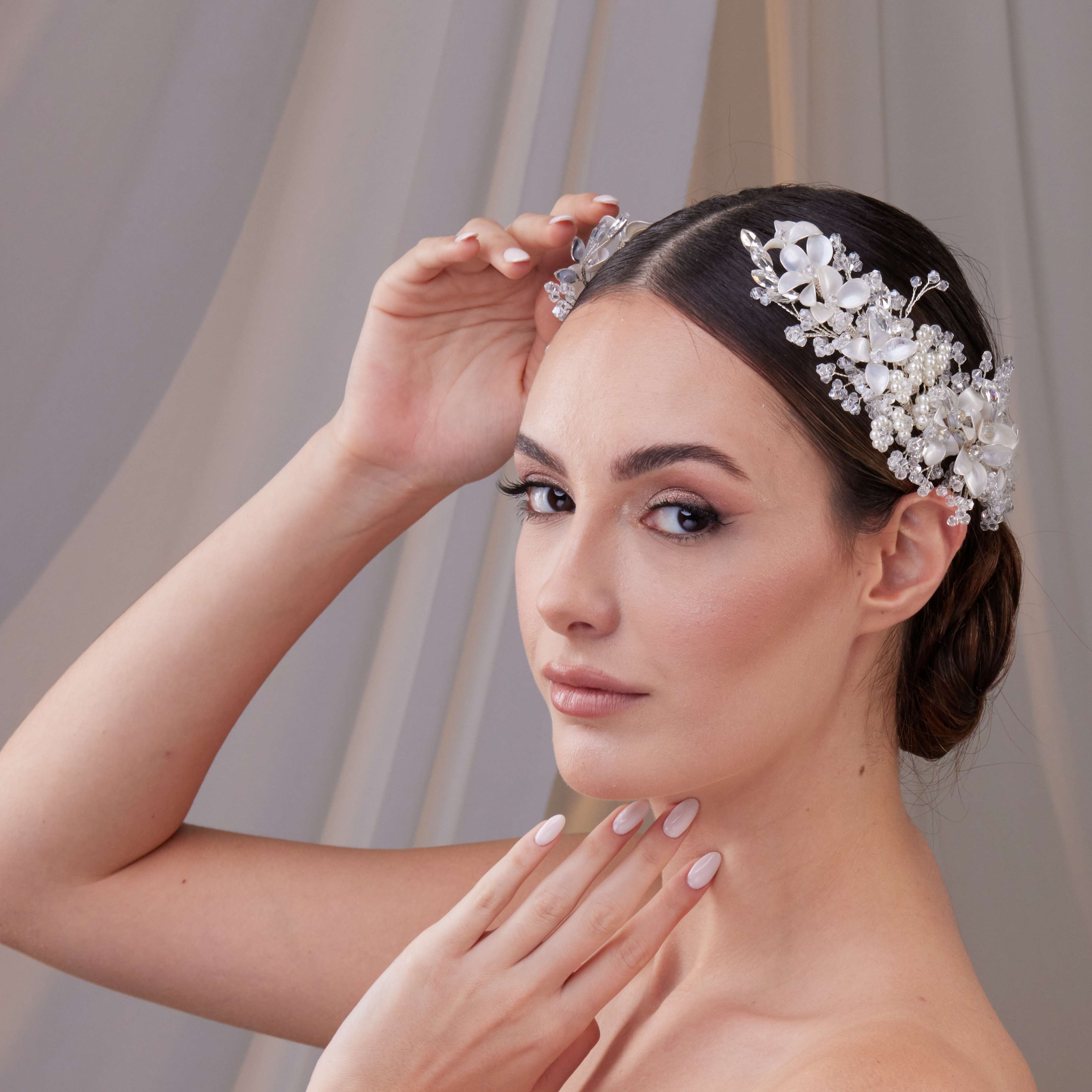 Two-Piece Flower Wedding Hair Vine Set - Glamourous Grace