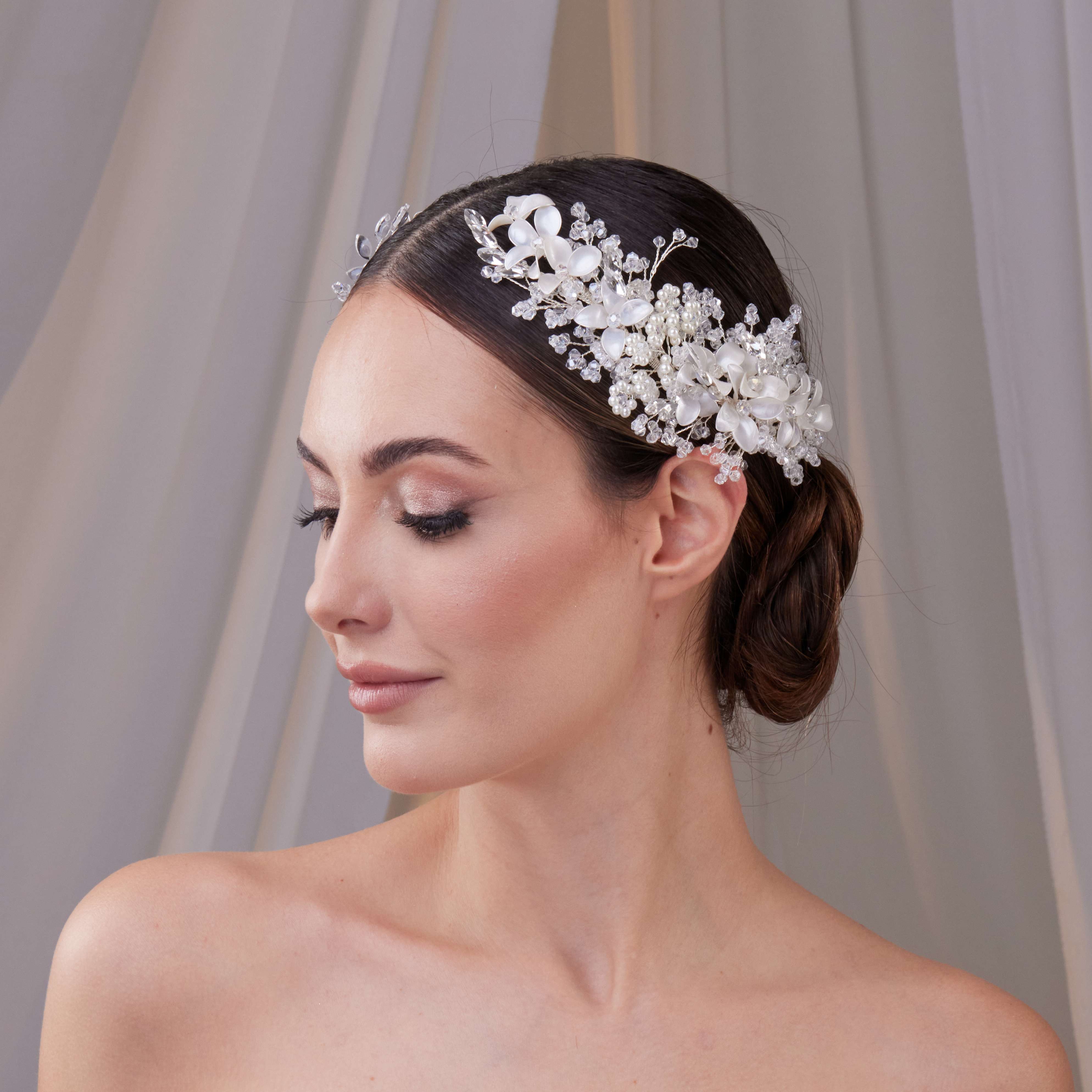 Two-Piece Flower Wedding Hair Vine Set - Glamourous Grace
