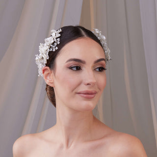 Two-Piece Flower Wedding Hair Vine Set - Glamourous Grace