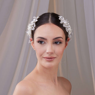 Two-Piece Flower Wedding Hair Vine Set - Glamourous Grace