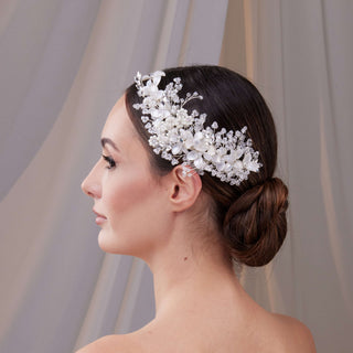Two-Piece Flower Wedding Hair Vine Set - Glamourous Grace