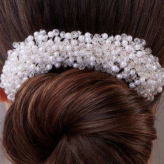 Elegant Pearl and Crystal Bridal Hair Comb - Glamourous Grace