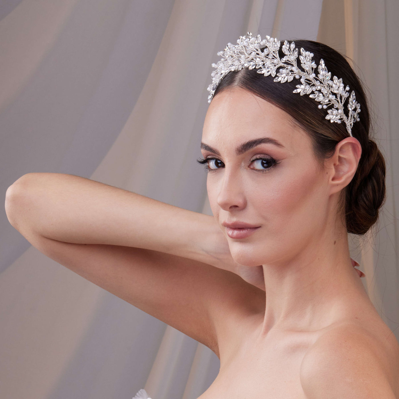 Rhinestone and Pearl Bridal Hair Band - Glamourous Grace