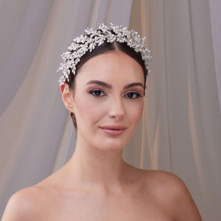 Rhinestone and Pearl Bridal Hair Band - Glamourous Grace