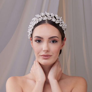 Rhinestone and Pearl Bridal Hair Band - Glamourous Grace