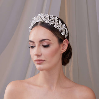 Rhinestone and Pearl Bridal Hair Band - Glamourous Grace