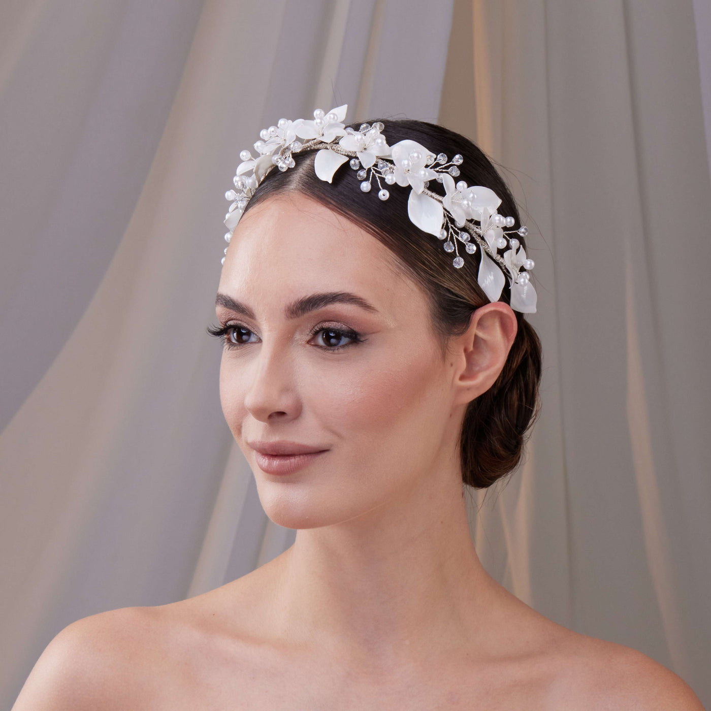 Resin Flower Bridal Hair Wreath - Glamourous Grace