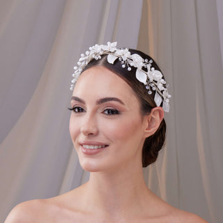 Resin Flower Bridal Hair Wreath - Glamourous Grace