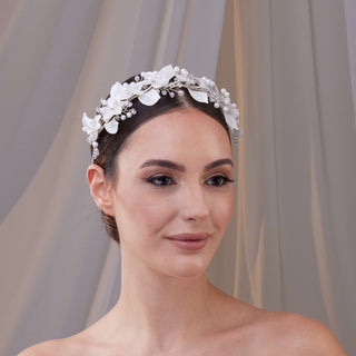 Resin Flower Bridal Hair Wreath - Glamourous Grace
