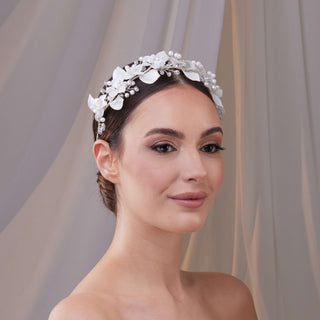 Resin Flower Bridal Hair Wreath - Glamourous Grace
