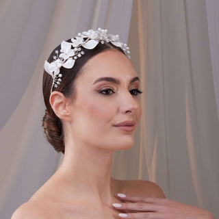 Resin Flower Bridal Hair Wreath - Glamourous Grace