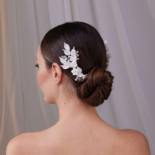Two-Piece Resin Flower Bridal Hair Vine Set - Glamourous Grace
