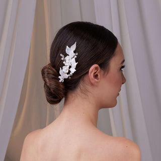 Two-Piece Resin Flower Bridal Hair Vine Set - Glamourous Grace