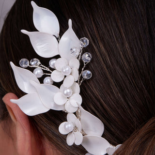 Two-Piece Resin Flower Bridal Hair Vine Set - Glamourous Grace