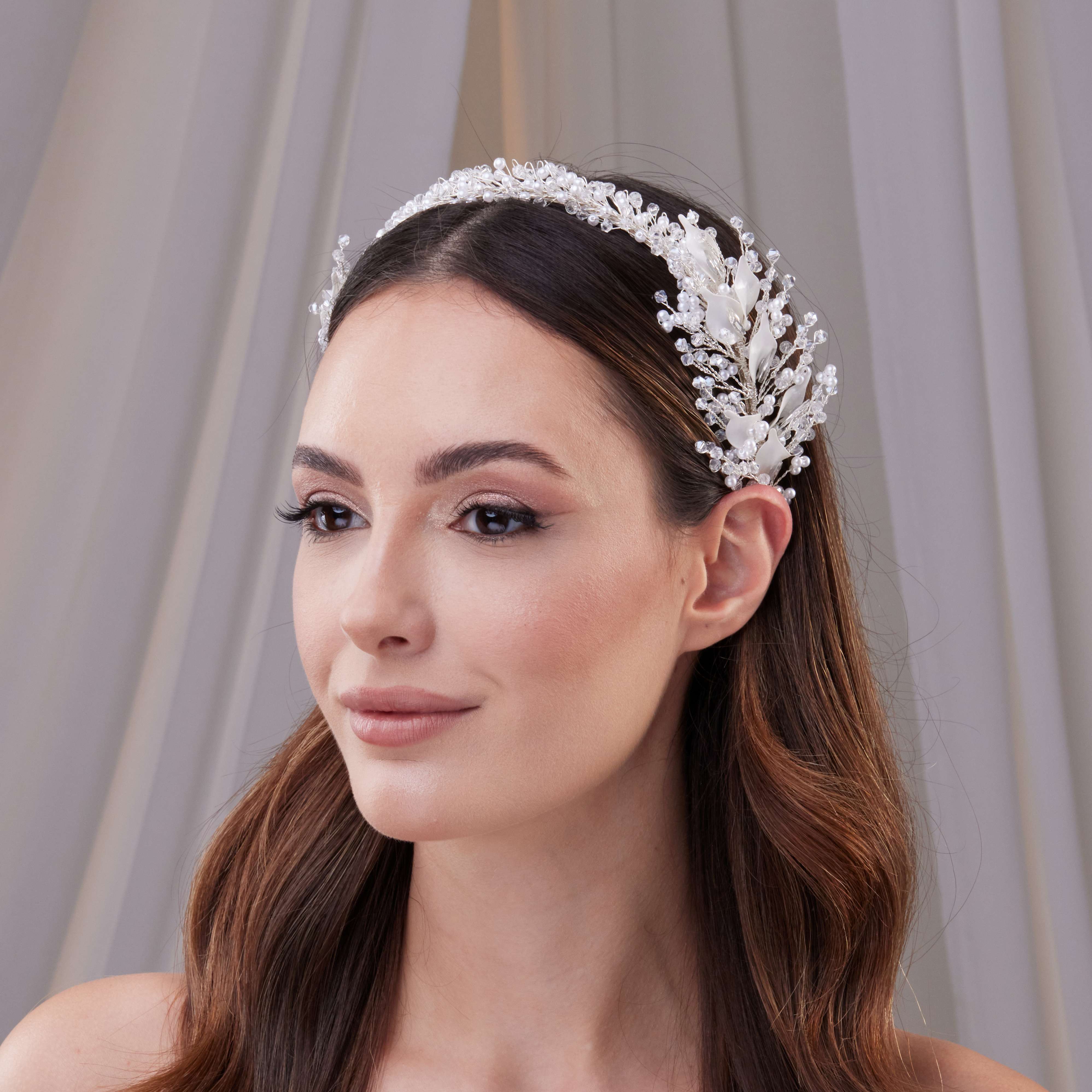 Resin and Crystal Beaded Bridal Hair Band - Glamourous Grace