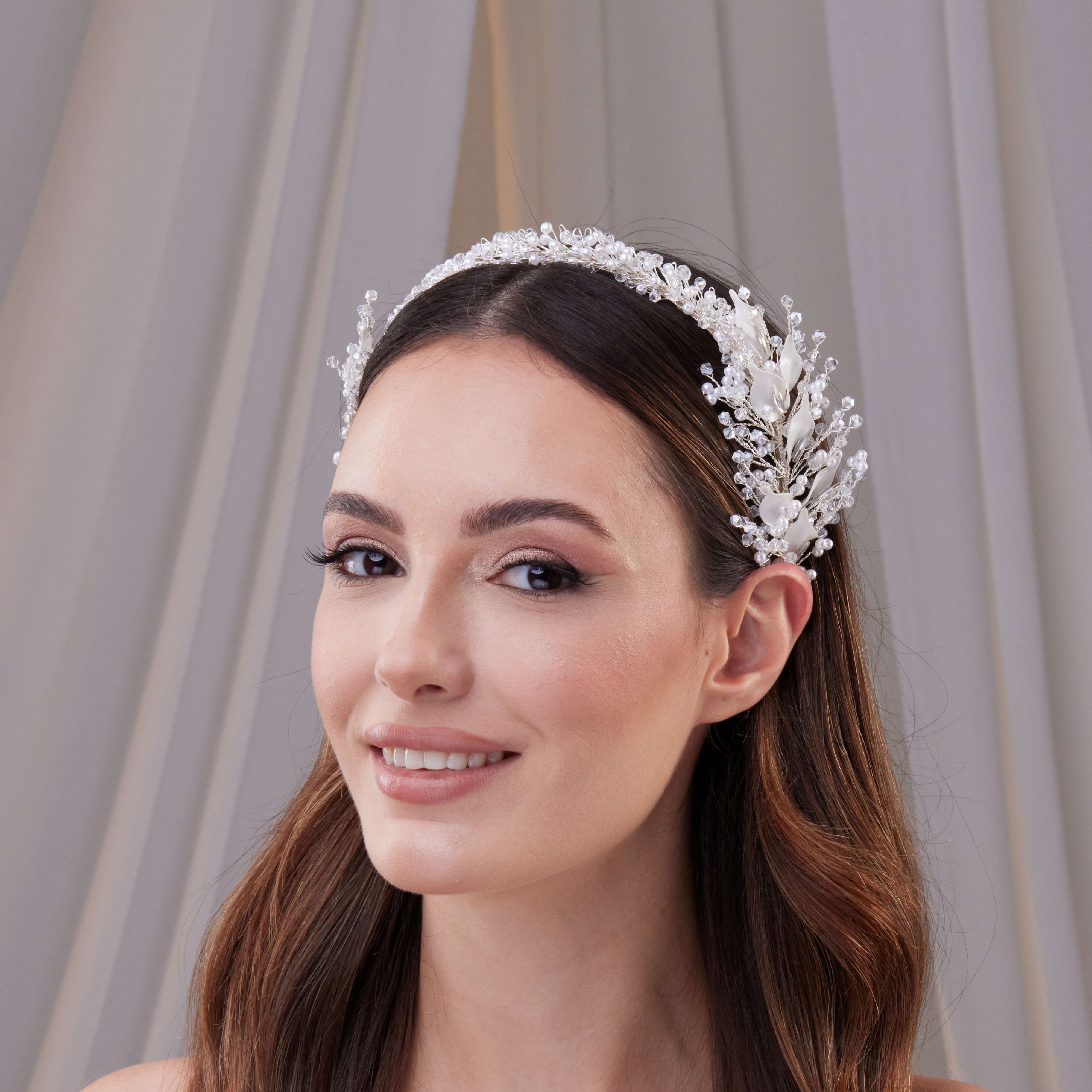 Resin and Crystal Beaded Bridal Hair Band - Glamourous Grace