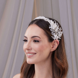 Resin and Crystal Beaded Bridal Hair Band - Glamourous Grace