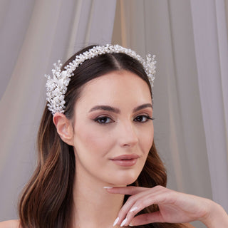 Resin and Crystal Beaded Bridal Hair Band - Glamourous Grace