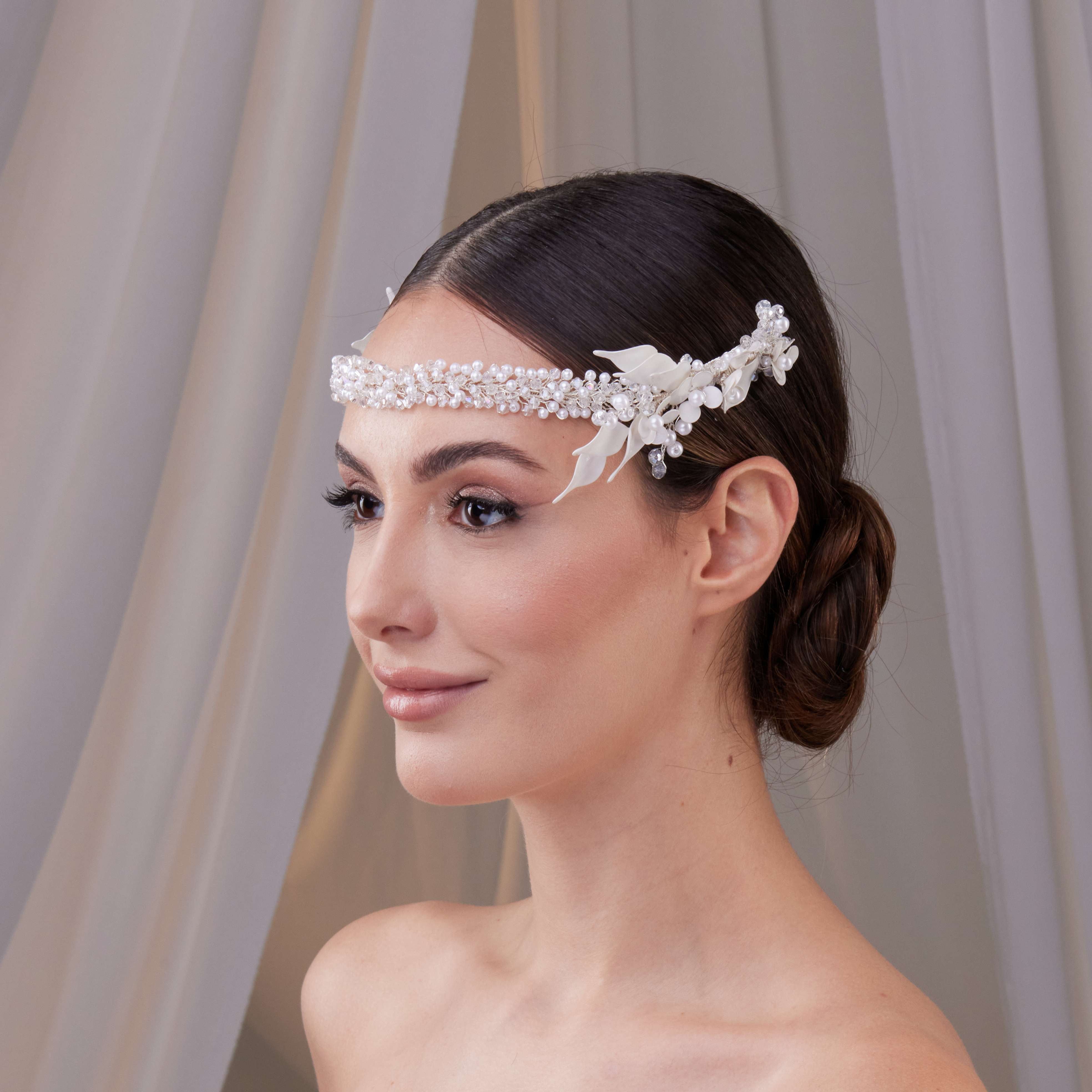 Bridal Resin Flower and Crystal Halo - Glamourous Grace